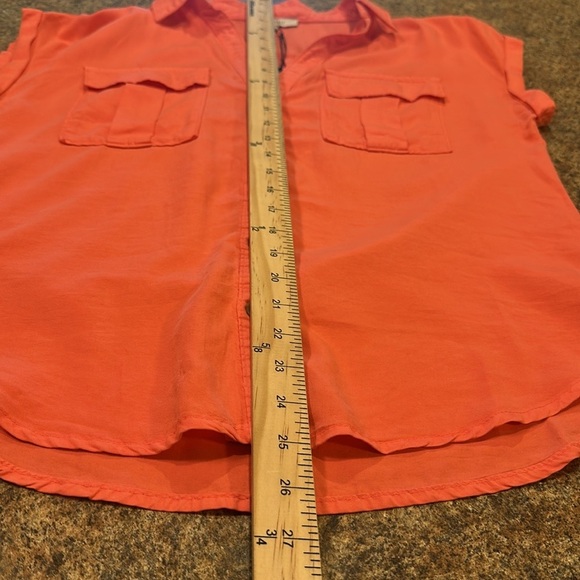Love Tree Button Down Top Size Small Coral Relaxed Fit Short Cap Sleeves - Picture 15 of 15